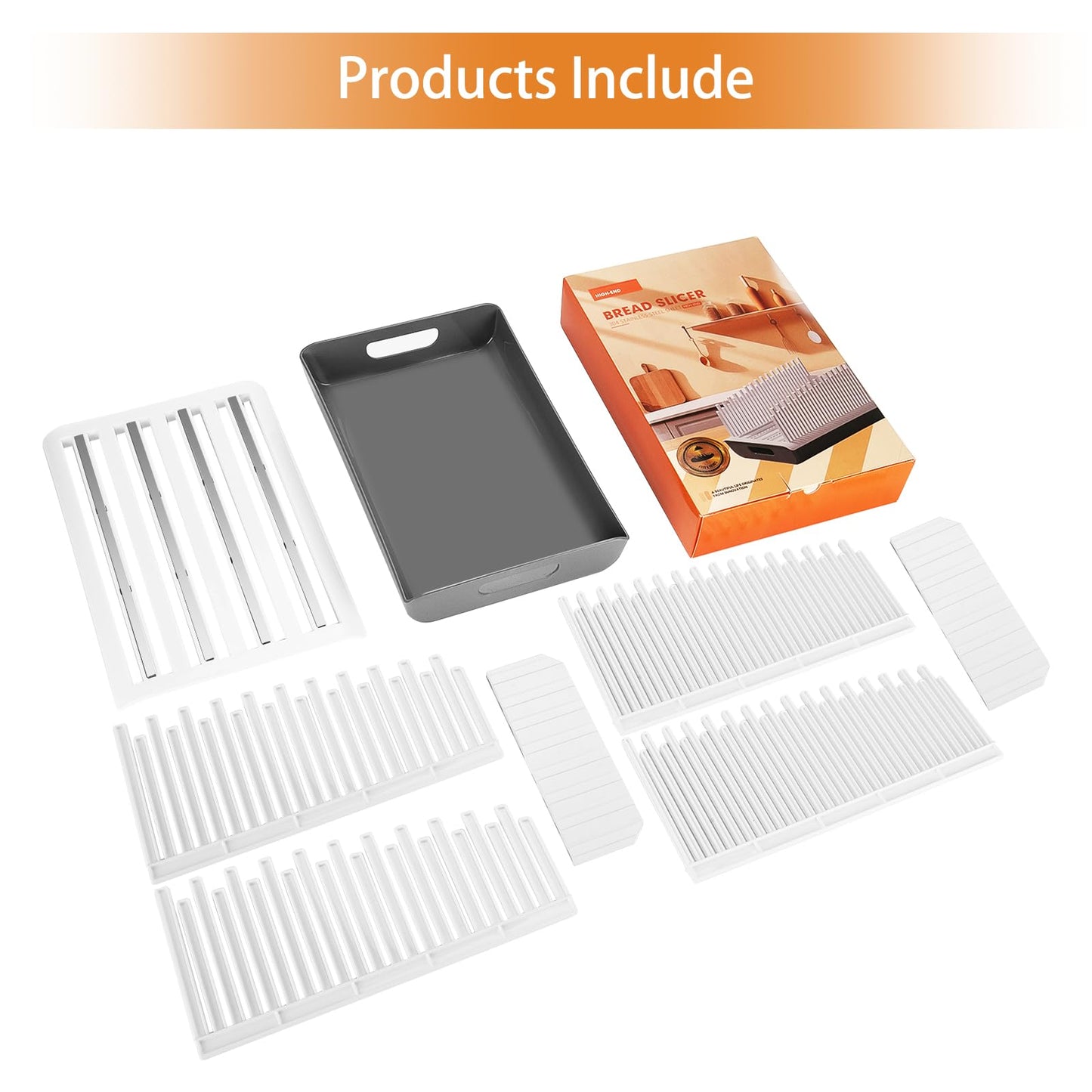 YONGAIJIA Bread Slicer Guide for Homemade Bread with 304 Stainless Steel Sheet and Storage Tray、3-Slice Thickness,Adjustable Width for Cake、Bagels、Toast.