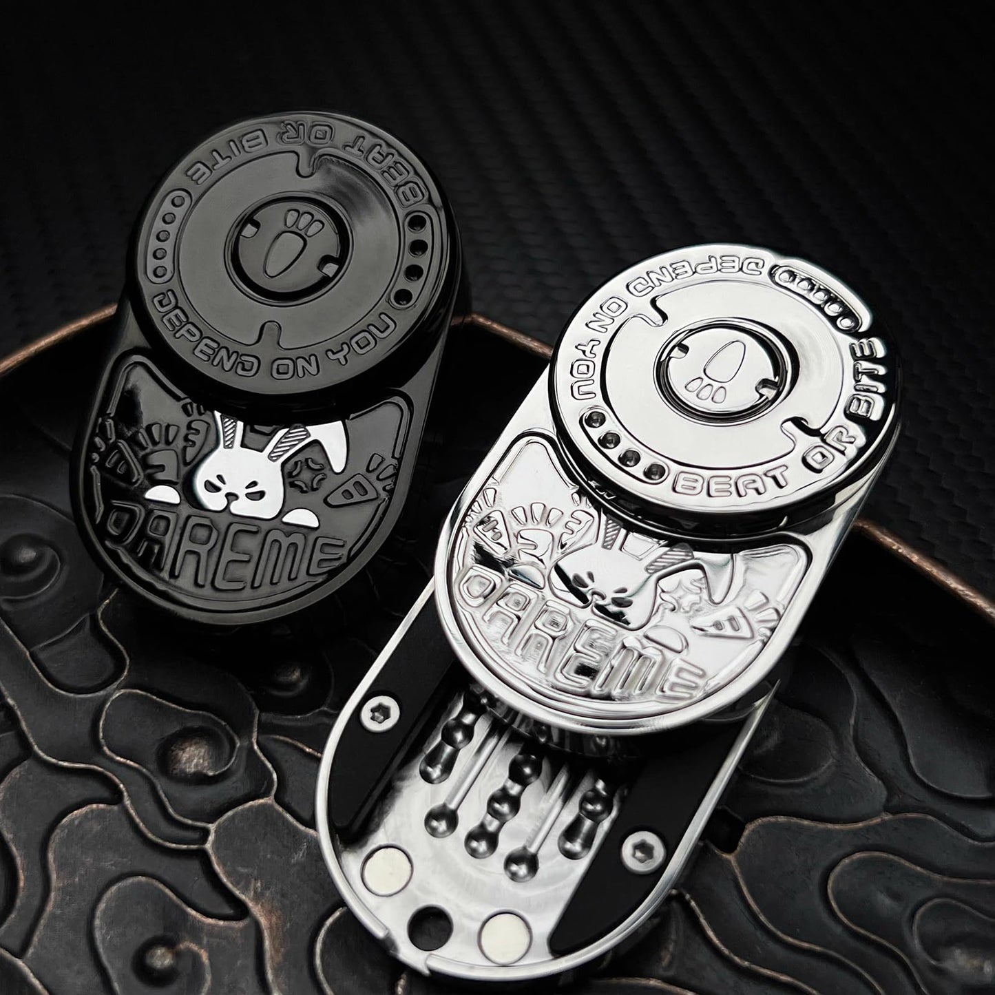 HIDEDC Desperate Rabbit Fidget Slider Set | 1st Gen + 2nd Gen | Mechanical Groove Track Design, EDC Fidget Toys Collections & Gifts for Adults - Steel Silver