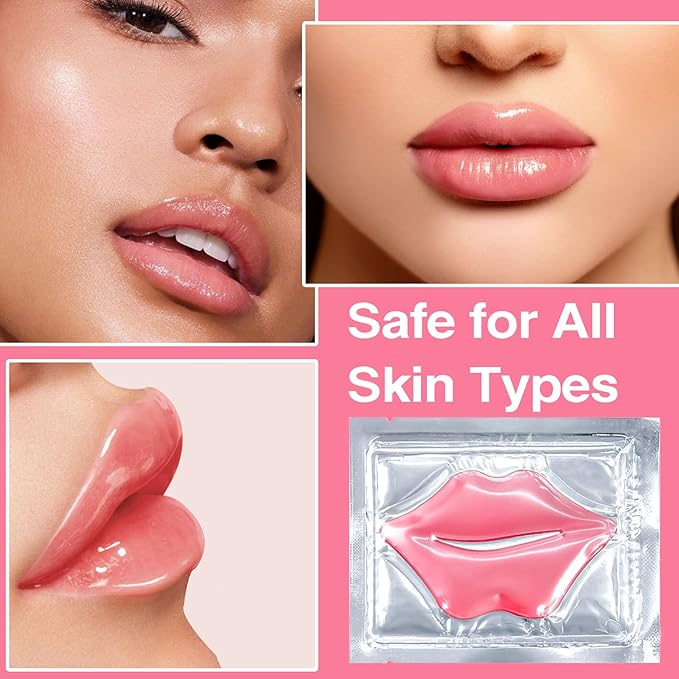 30Pcs Moisturizing Collagen Crystal Lip Mask, Lip Care Gel Pads for Dry Lips, Lip Patches, Reduce lip Wrinkles, Remove Chapped Skin, Firming & Hydrating & Plumping Your Lips(Pink)