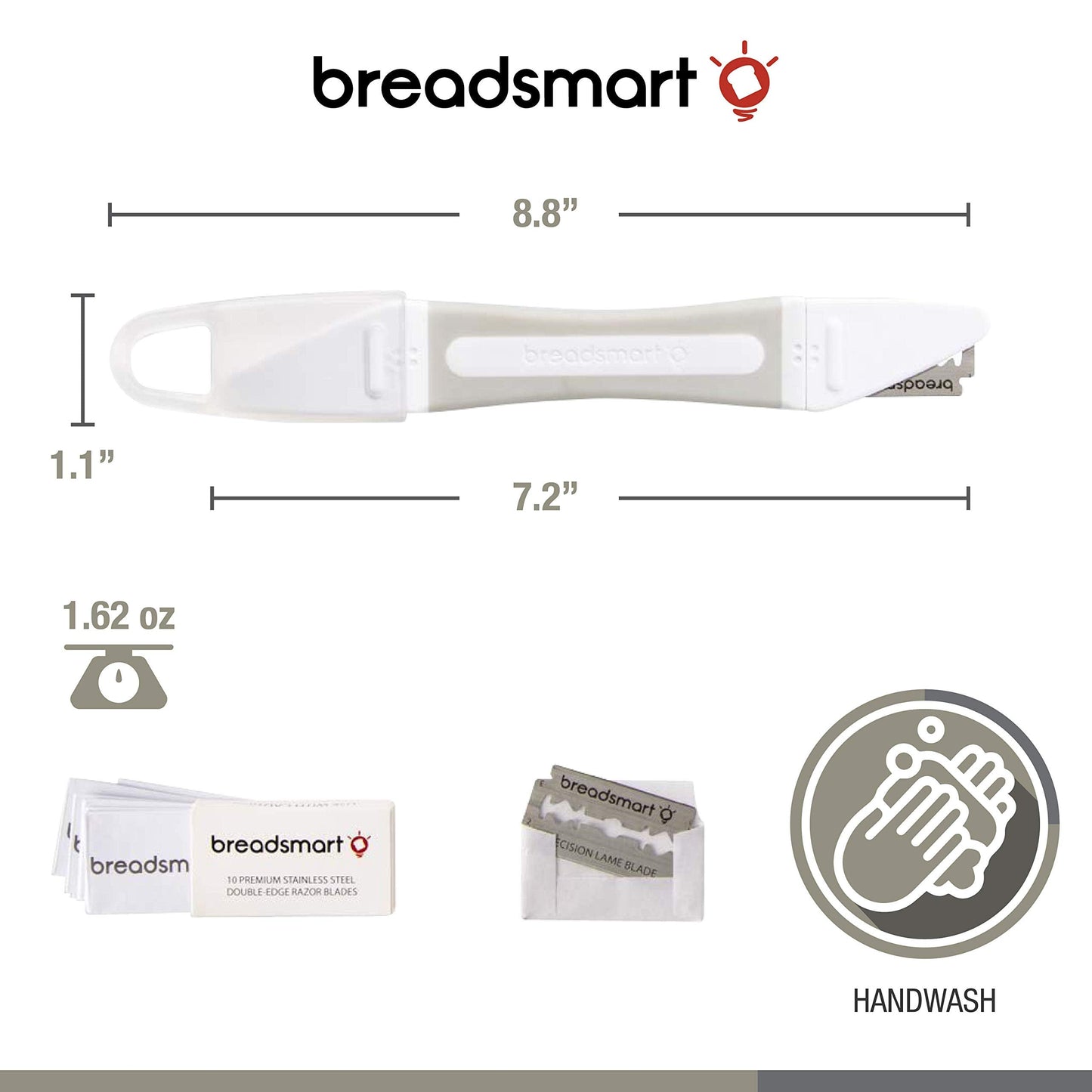 Breadsmart Bread Lame - Bread Scoring Tool - Set of 10 Stainless Steel Blades - Bakers Dough Scorer - Best Sourdough Bread Baking Supplies