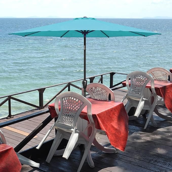 Simple Deluxe 9' Patio Umbrella Outdoor Table Market Yard Umbrella with Push Button Tilt/Crank