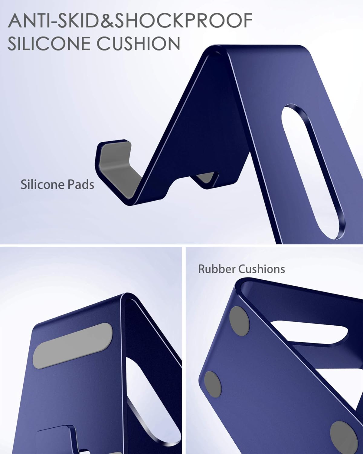 CreaDream Cell Phone Stand, Cradle, Holder,Aluminum Desktop Stand Compatible with Switch, All Smart Phone, iPhone 11 Pro Xs Max Xr X Se 8 7 6 6s Plus SE 5 5s-Navy Blue