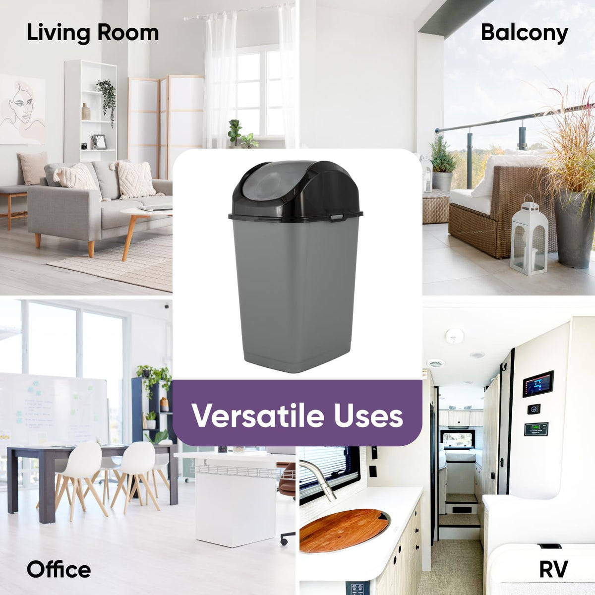 Small Trash Can with Lid 4.5 Gallon Plastic Swing Top Garbage Can Slim Waste Bin for Under Sink