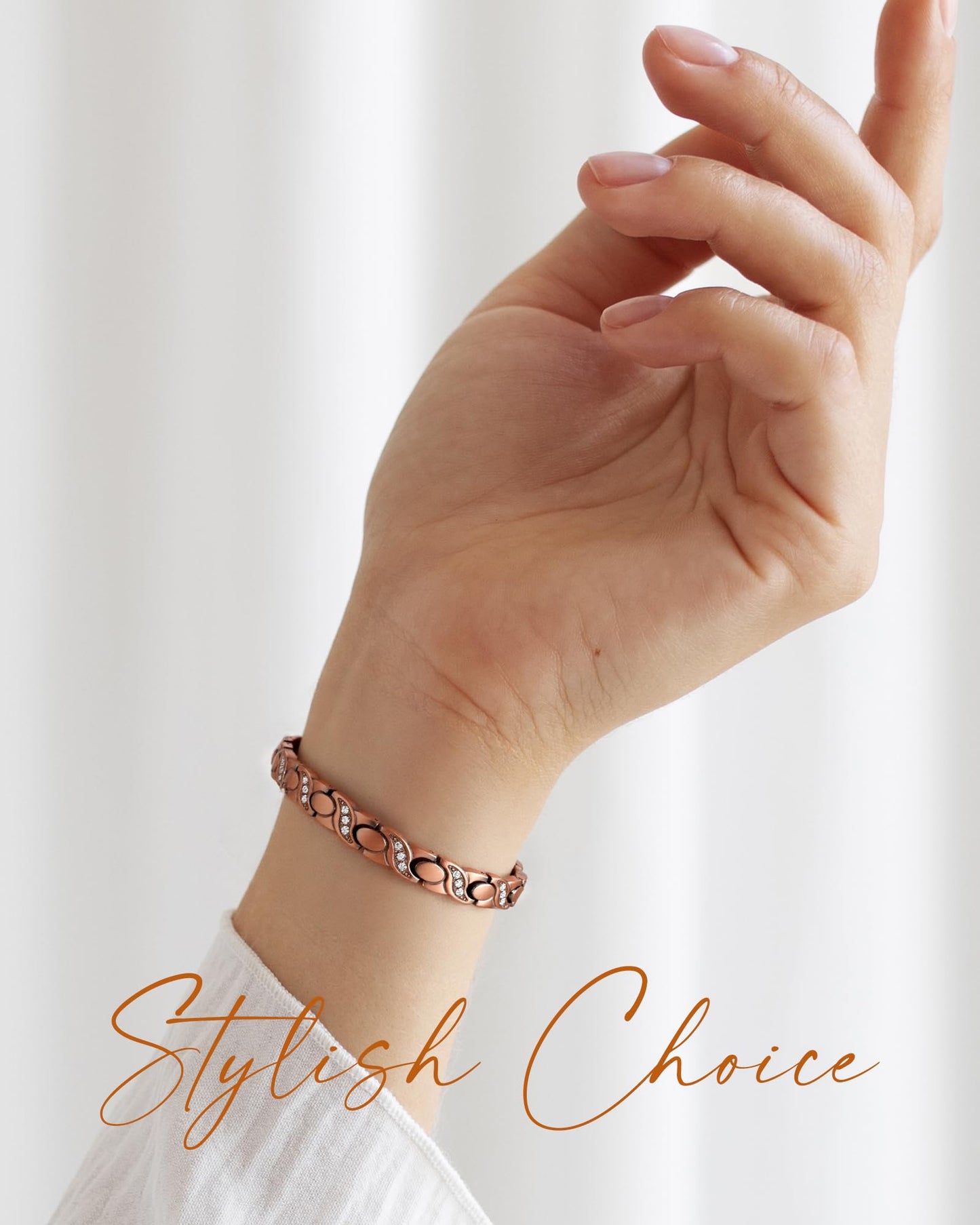 Jecanori Copper Magnetic Bracelets for Women, 99.99% Pure Copper Bracelets with Effective Neodymium Magnets, Adjustable Jewelry Gift with Sizing Tool