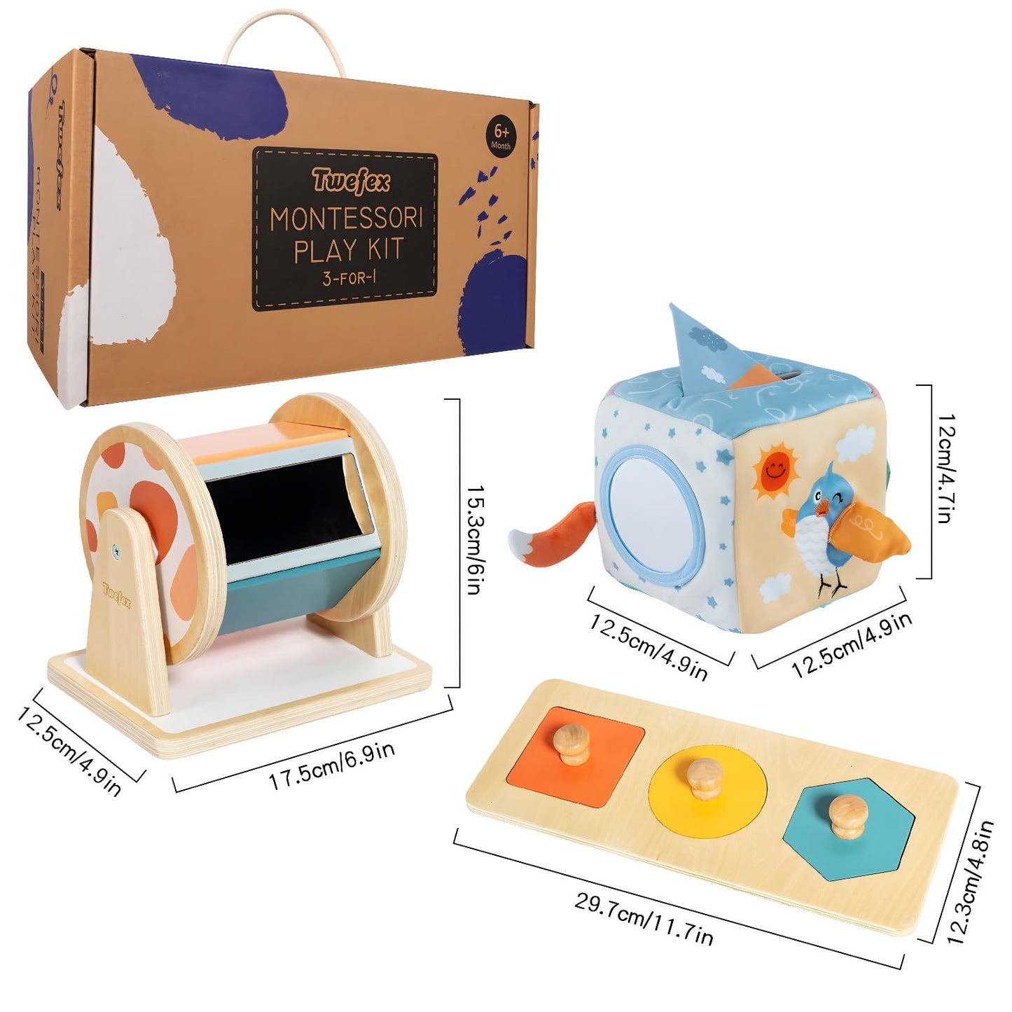 Twefex Montessori Toys for Babies 6-12 Months - 3 in 1 Baby Toys Play Kit
