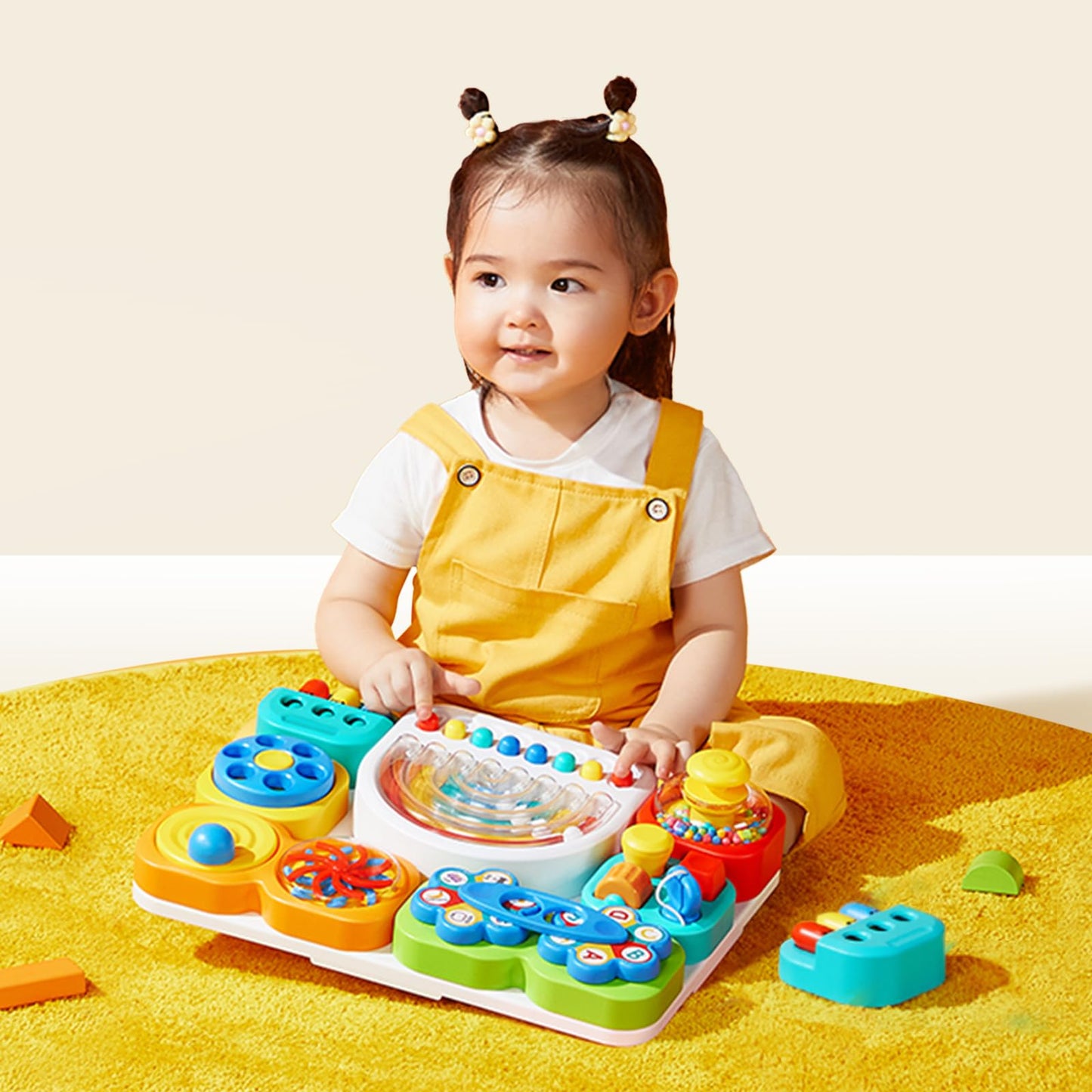 auby Busy Board 3.0 Detachable & Assemblable Educational Sensory Toy for Toddlers 1-6 – Portable Learning Activity Board with 7 Travel-Friendly Tools, Fine Motor Skills Development
