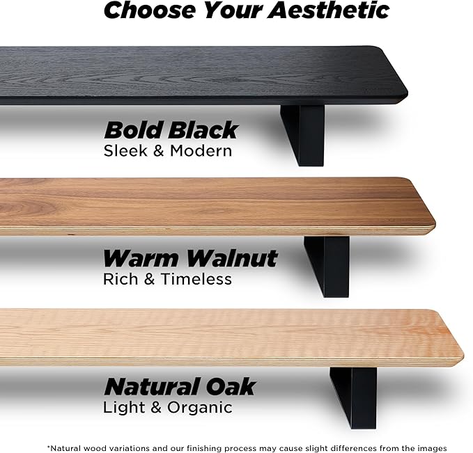 ULTRARM Moodular Wooden Monitor Stand 33.4” (85cm) Desk Organizer with Metal Slide Rails for Drawer, Tray, Laptop, Tablet, Phone & Headphones Customizable Riser for Organized Workspace Black MS85-B