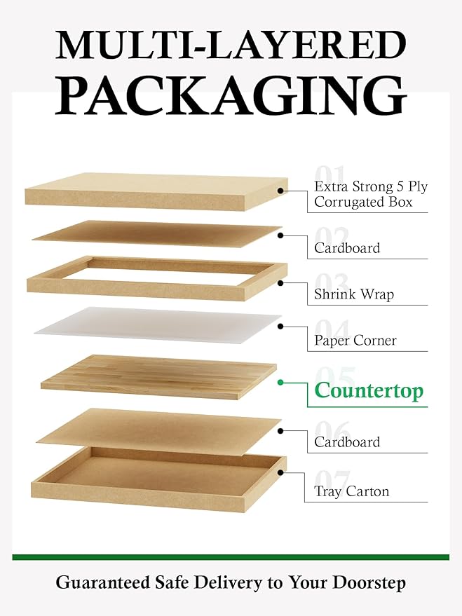 8FT Butcher Block Countertop Birch Solid Wood - 98" x 25" Table Top Butcher Block Cutting Board for Kitchen Island Cart Living Dining Office Desk Washer Dryer Countertop Replacement Unfinished 1.5" Th