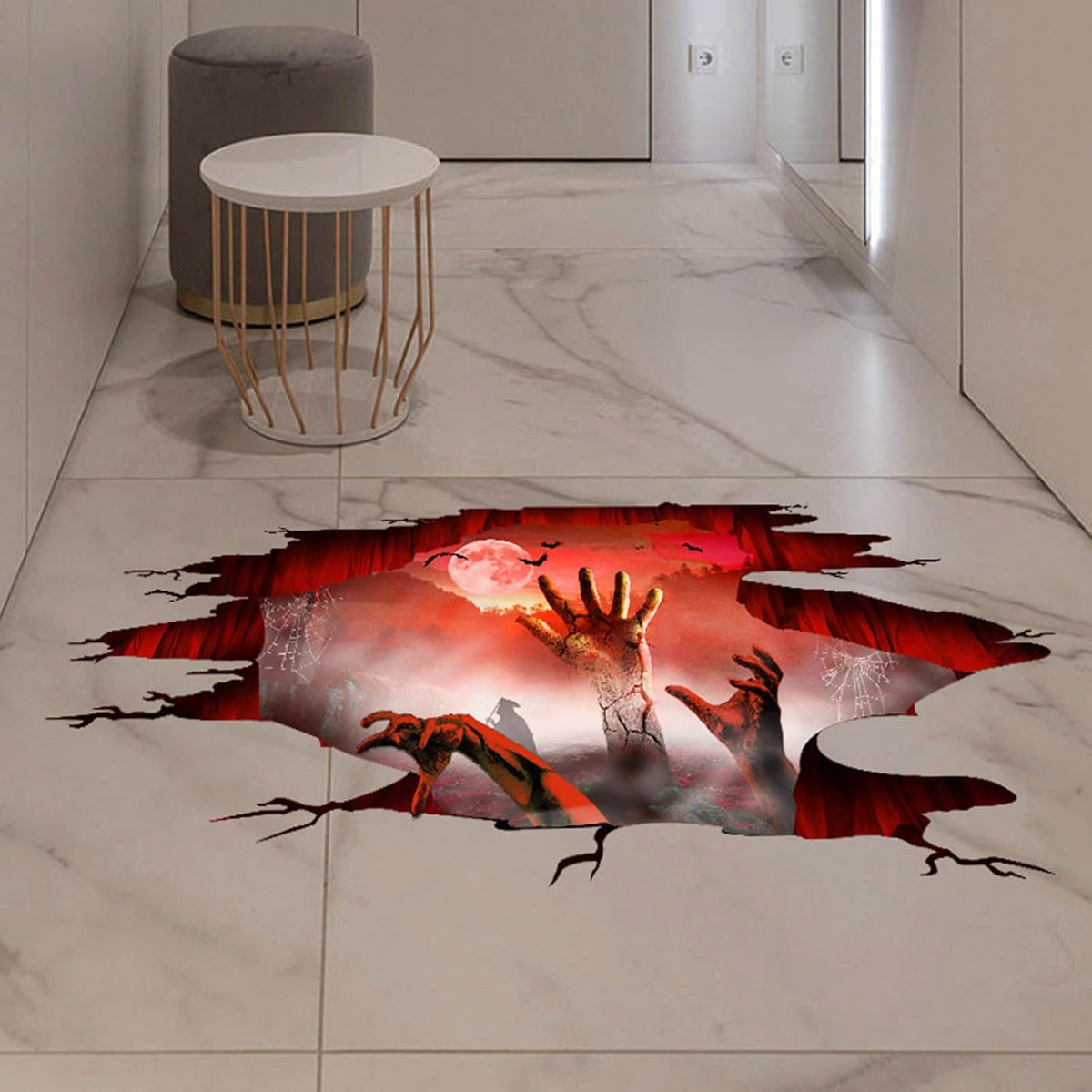 Halloween Wall Stickers Bat Ghost Scary Decor Large Removable Floor Room Decals Decoration Window Clings Party Supplies for Windows Glass Home Ornaments