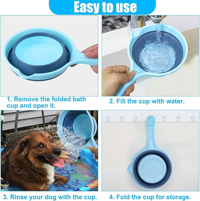 Vodolo Dog Bath Rinse Cup,Portable Foldable Dog Bath Tubs Accessories,Dog Shower Bathtub Dog Pool Supplies,Dog Washing Tools,Dog Shower Attachment