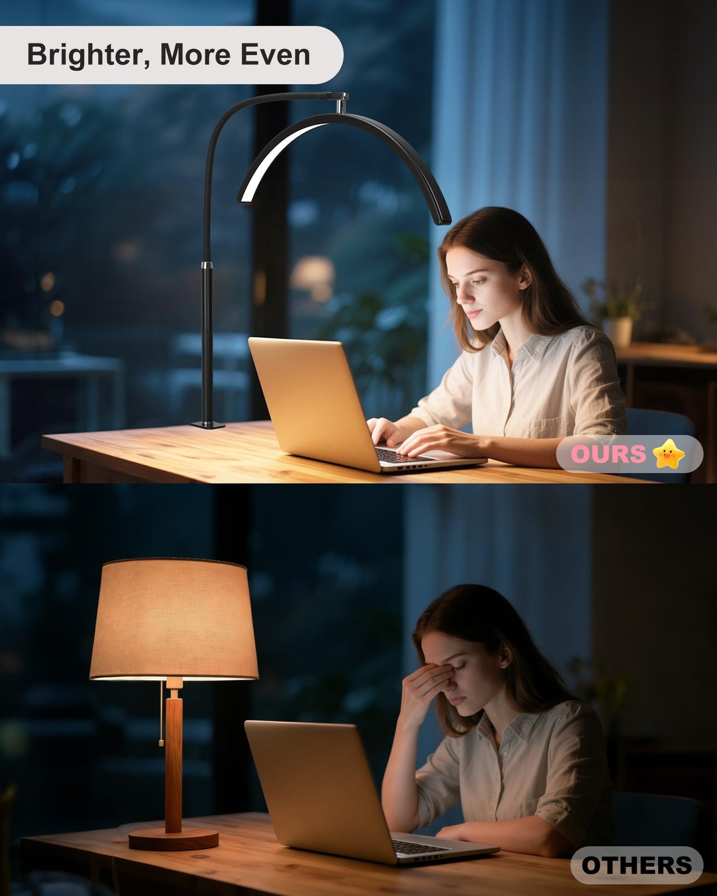 Half Moon Light for Nail Desk - Professional Shadowless LED Manicure Lamp with Clamp, 3 Color Modes & 10 Brightness Levels, Eye-Caring Beauty Lamp for Eyelash Extensions, Tattoo, Estheticians