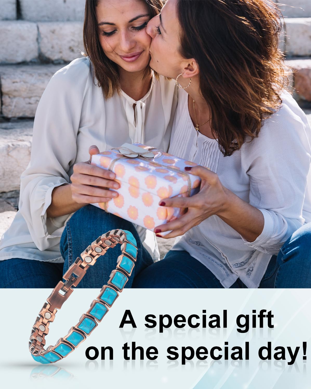 EnerCoppeX Copper Magnetic Bracelet for Women - Turquoize Detox Jewelry with 3500 Gauss Magnet (A)