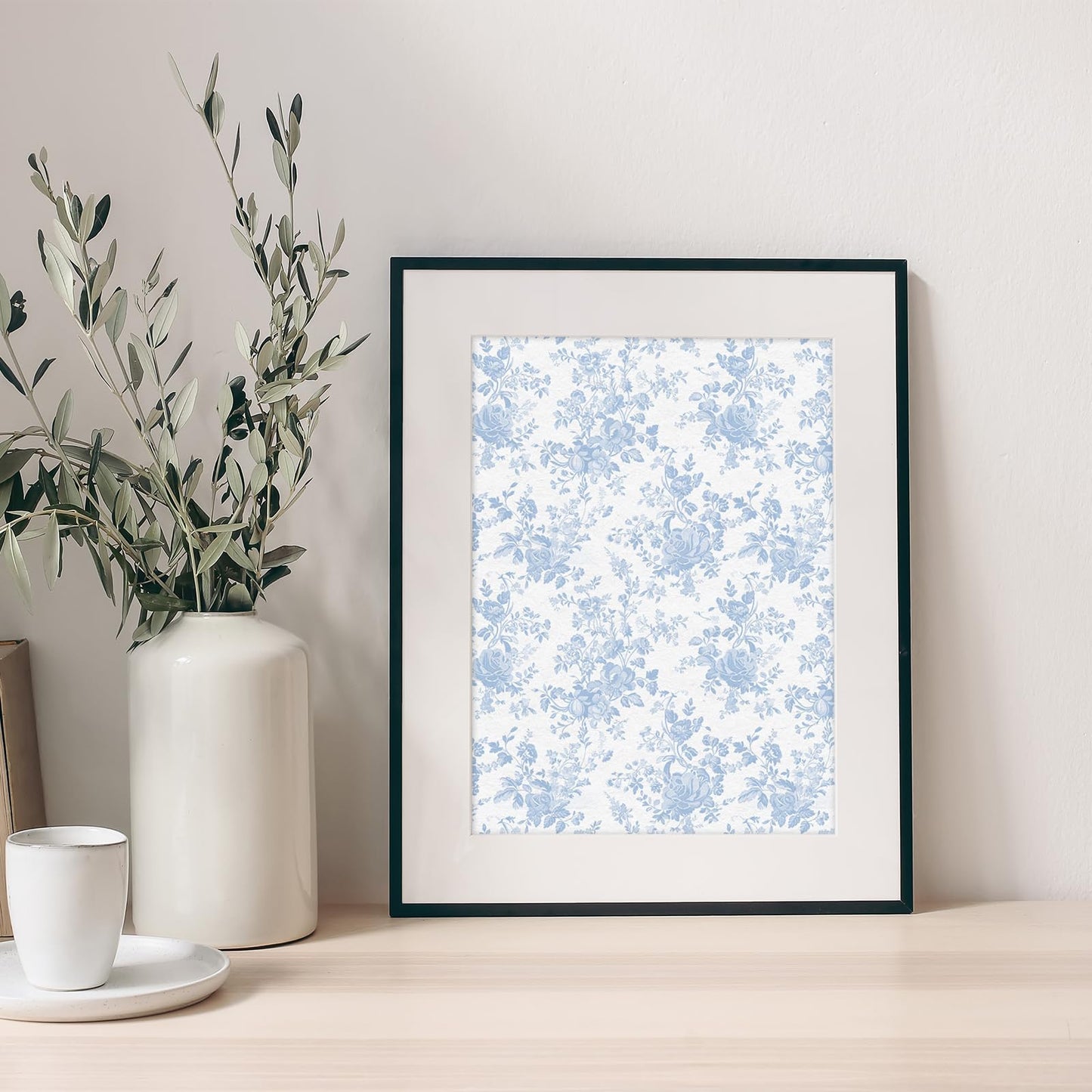 Whaline 24 Sheets Bow Floral Pattern Paper Blue Flower Stripe Dot Scrapbook Spring Specialty Paper Double Sided for DIY Crafts Card Making Photo Album Decor, 6 x 6 Inch