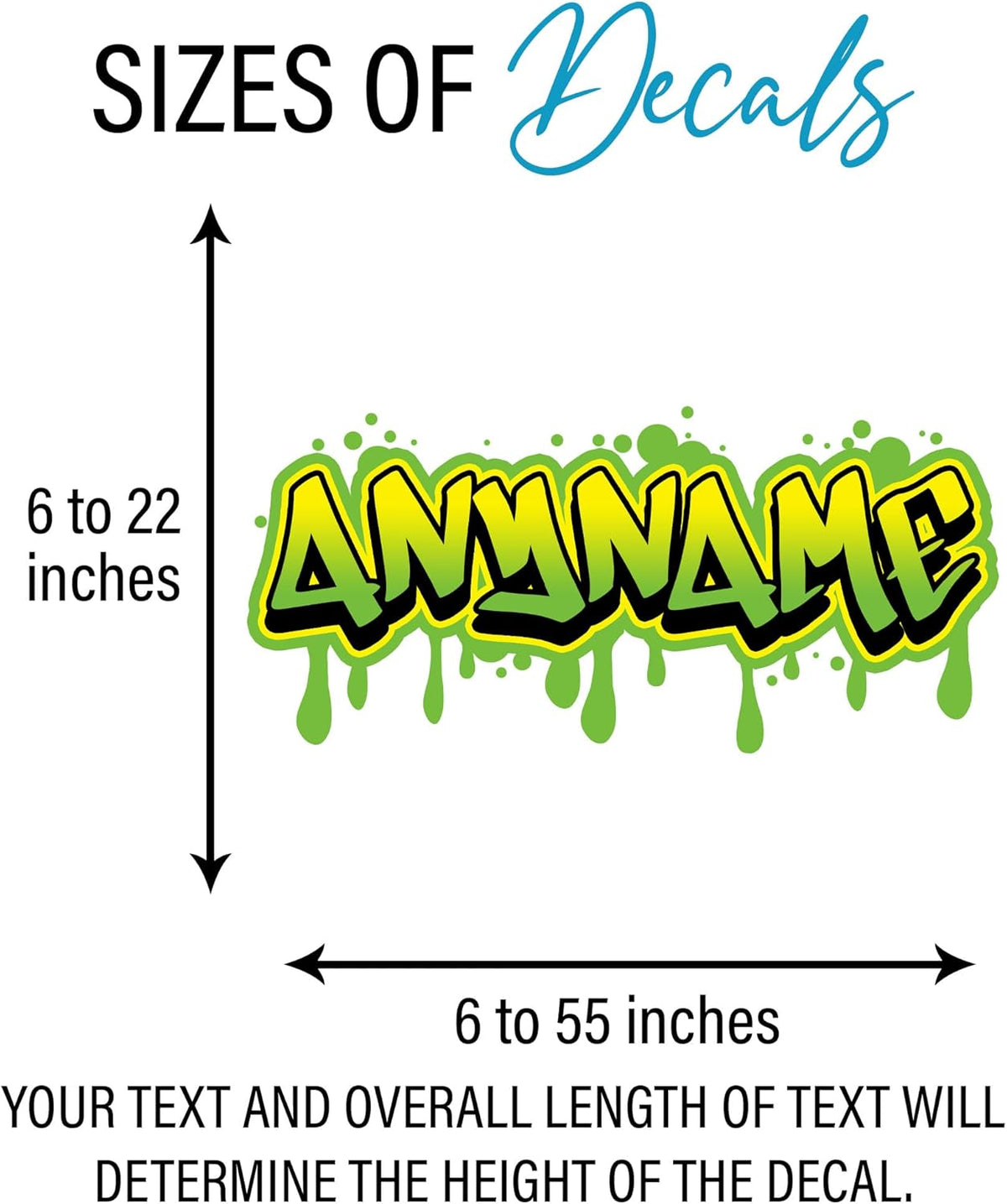 Custom Graffiti Name Wall Decal Personalized Graffiti Wall Name Decal Graphics Large Vinyl WallDecal for Home & Room Décor, Peel & Stick Wall-Art for Kids & Teens Bedroom, Car, Vehicles
