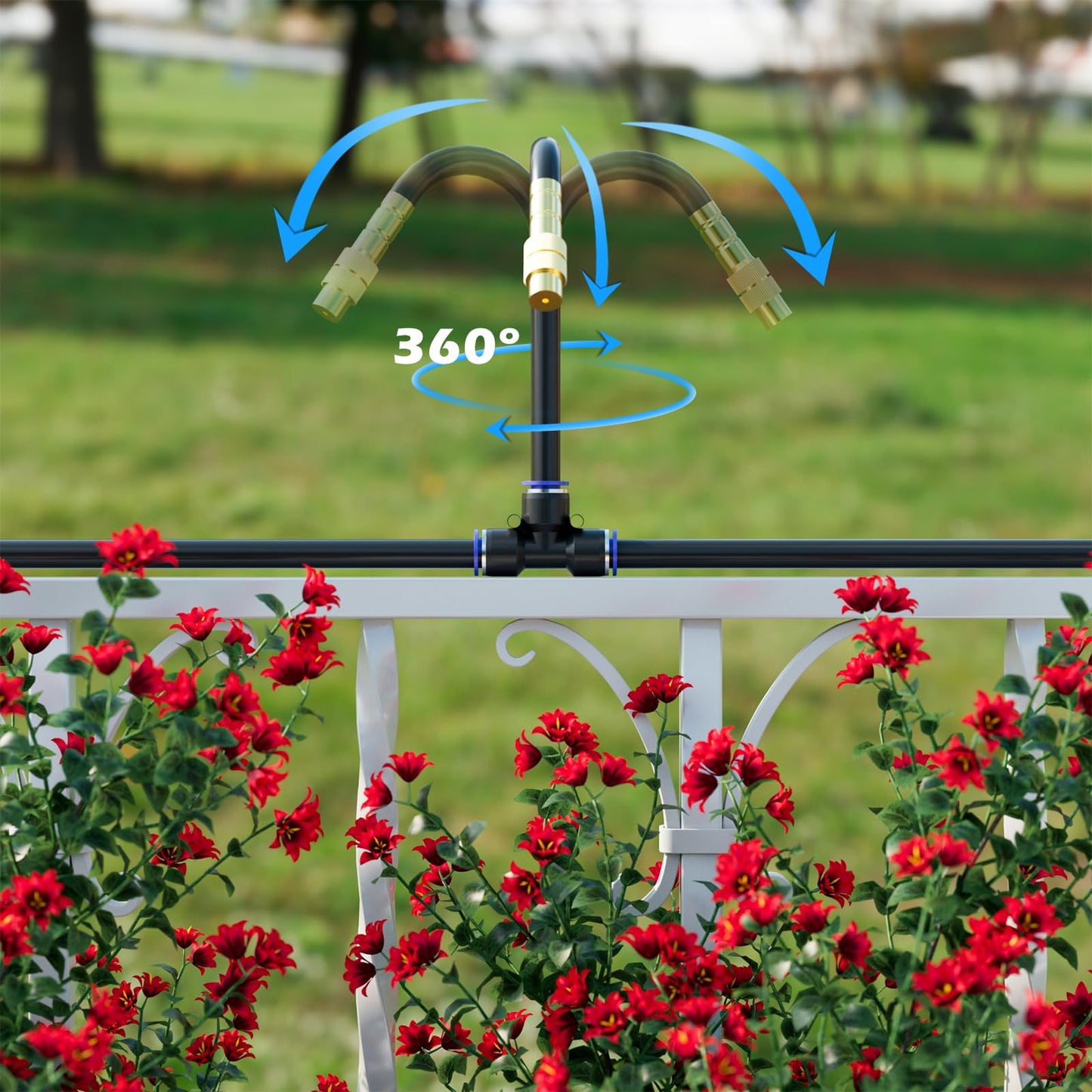 Drip Irrigation System 66 FT with 20 Nozzles, 360° Adjustable Bendable Garden Watering Misting System for Greenhouse, Yard, Lawn, Plant, Garden, 0.3 inch Hose