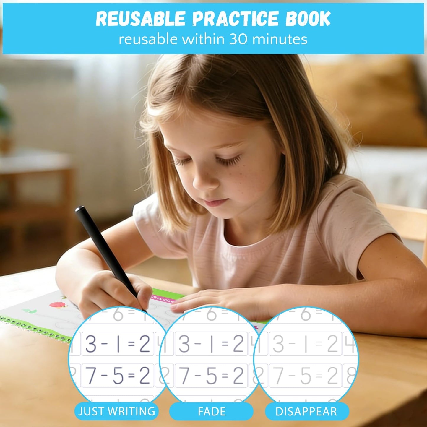 Magic Grooved Writing Practice for Kids Ages 3-8, Handwriting Practice for Kids 8 Books, Preschool Tracing Books, Reusable Grooved Writing Books with Disappearing Ink, Gifts for 3 Year Old Boy