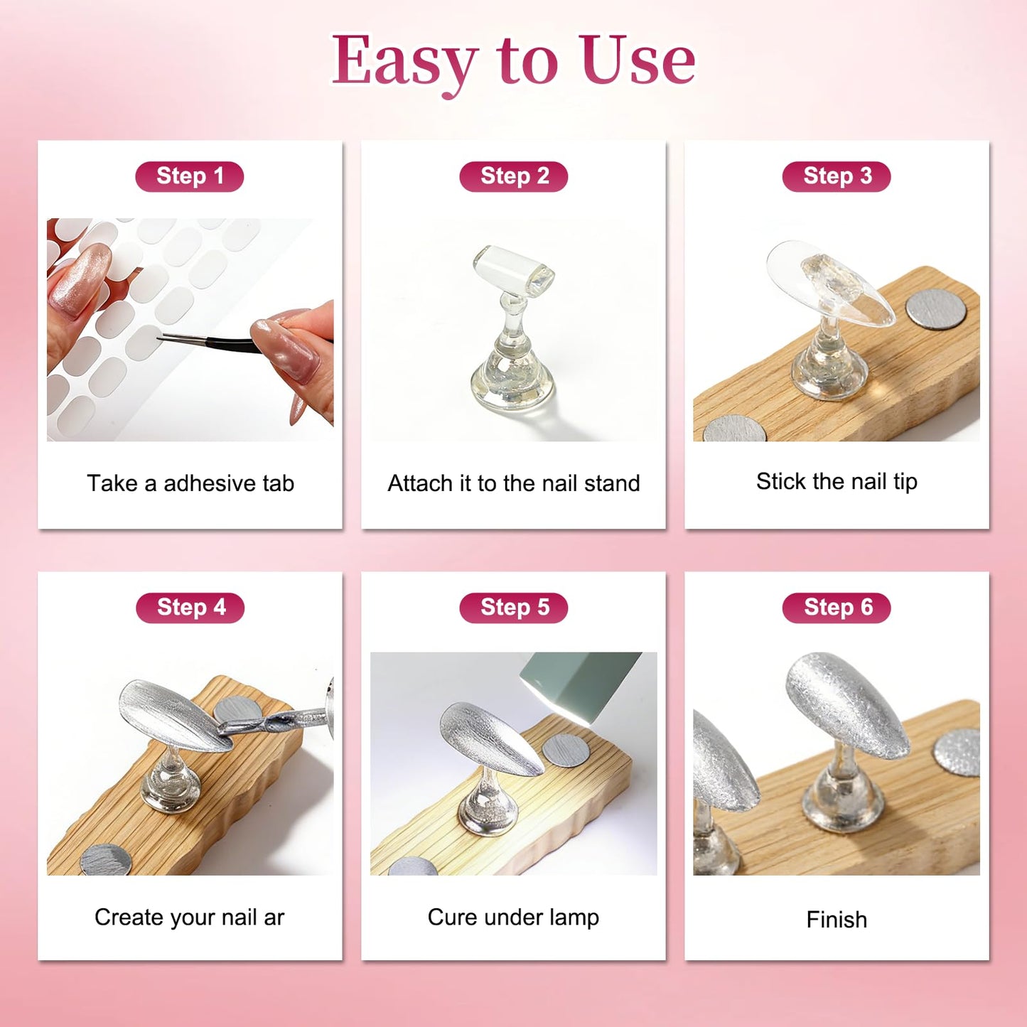 ANGNYA Nail Stand for Press on, 2 Set Super Magnetic Nail Holder for Painting Nails Nail Stand for Painting Nails Nail Display with 200pcs Sticky Tabs for Nail Art Display Home & Salon Use