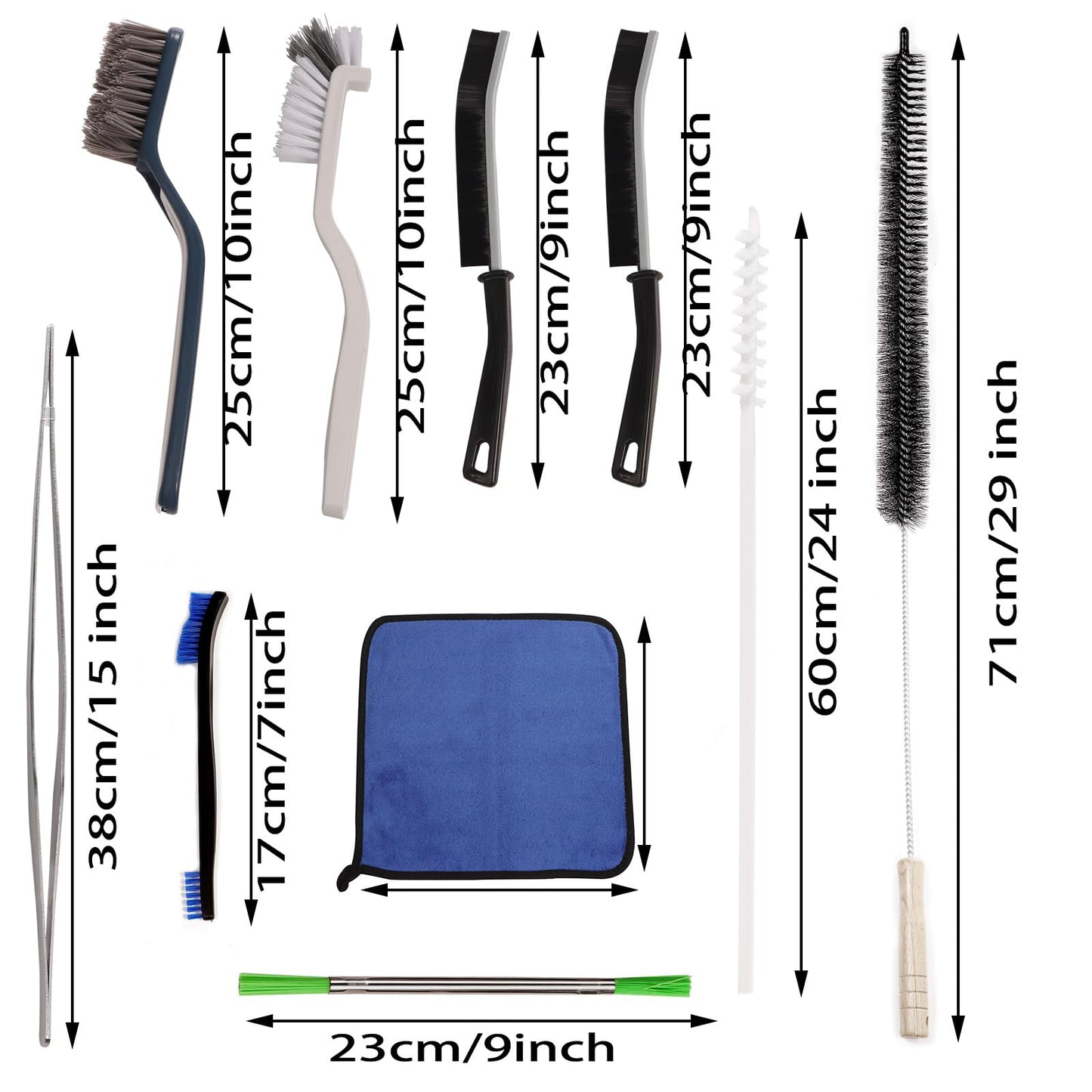 10PCS Dryer Vent Cleaner Kit, Flexible Brush with 8 Attachments & Microfiber Cloth for Deep Cleaning Lint/Dust in Dryer, Washer, Duct, Vent, Filter & Narrow Gaps of Kitchen Appliances