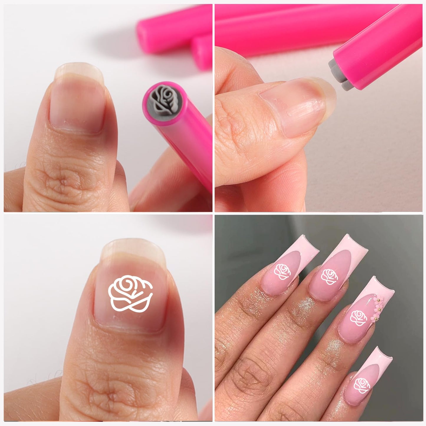 JERCLITY 15 Pieces Nail Art Stamp Pen Set Flower Leaf Butterfly Patterns Nail Art Stamps Pen Nail Design Tools for Women Girls(KT01)