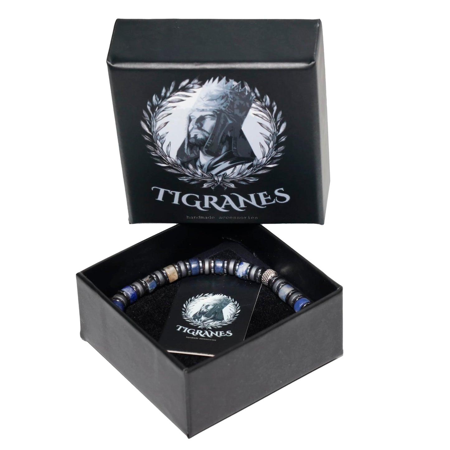 Men’s Natural Sodalite Stone Bracelet – Handmade Premium Beaded Bracelet for Men – Tigranes Jewelry