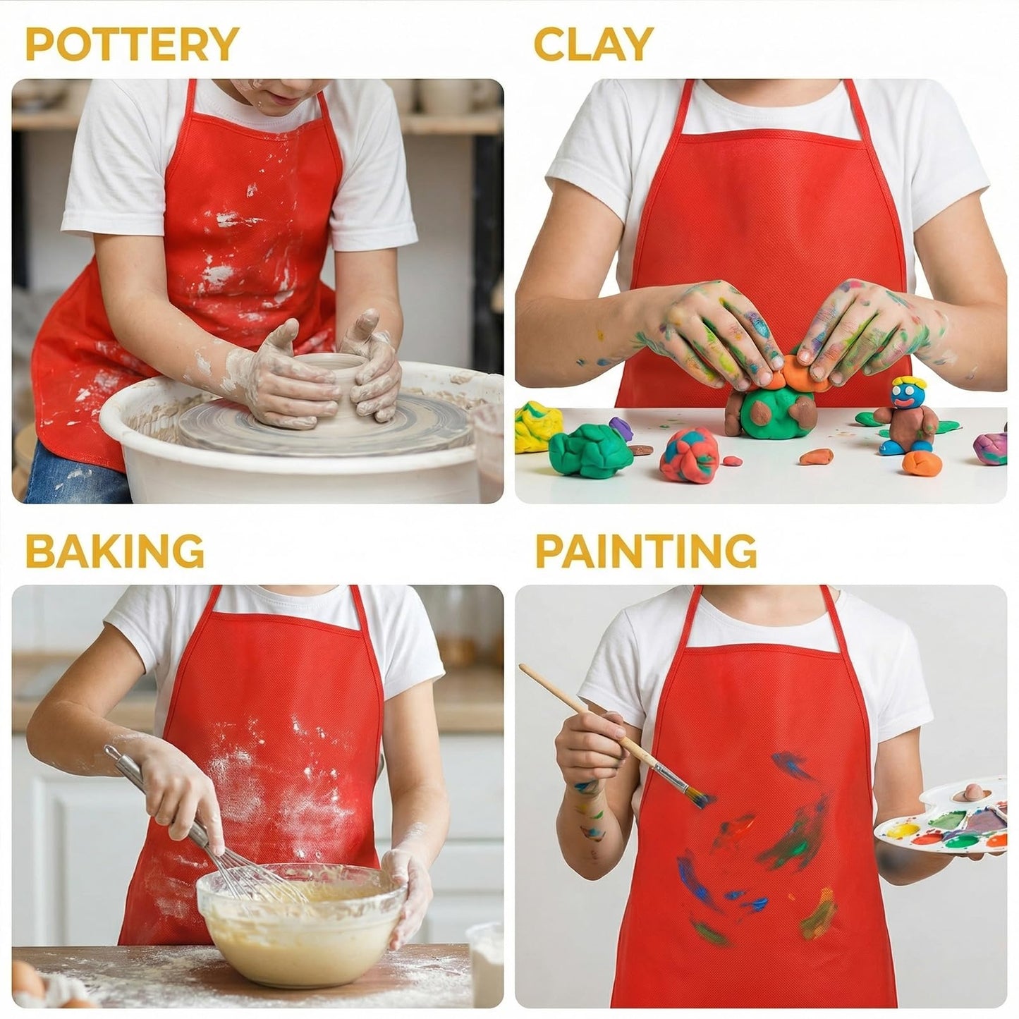 RAIHOMKIT 24 Pieces Apron, 13 x 18.9 inch Red Art Smock, Paint Aprons Smocks, Neck Hanging Painting Aprons for Party Kitchen Art Crafts Painting Activity