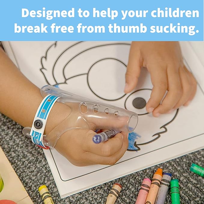 AeroThumb Thumb Sucking Prevention Kit – Thumb Sucking Guard with InstaLock System - Deterrent & Treatment For Bad Dental Habits | Ages 5 & 6 | Between 40-70 lbs – Medium | Made in the USA