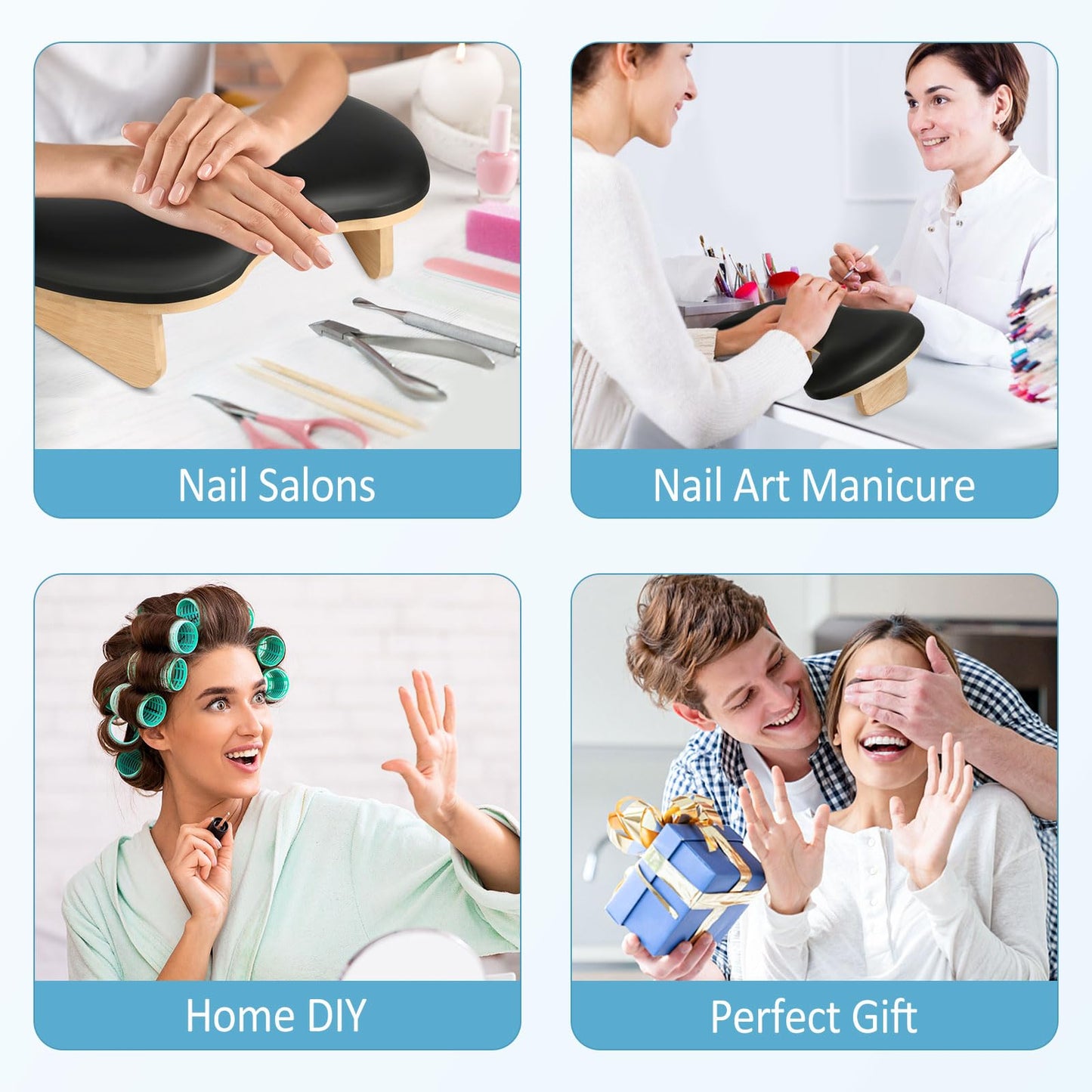 Hand Rest for Nails Tech, Mothers Day U Shaped Arm Rest for Nails Tech with Nail Table Mat, Nail Rest Stand, Nail Arm Rest Cushion, Manicure Hand Rest with Detachable Brackets, Nail Hand Rest, Black