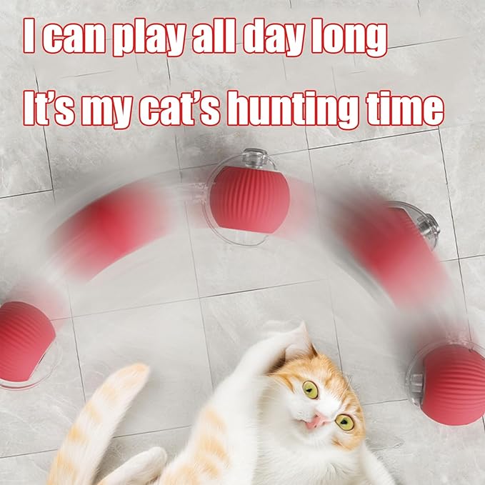 2025 New Interactive Dog Cat Toys Balls,Interactive Rolling Ball Cat Toy, 360° Smart Automatic Rolling Pet Ball, Fast Moving Toy for Dog and Cat(Red)