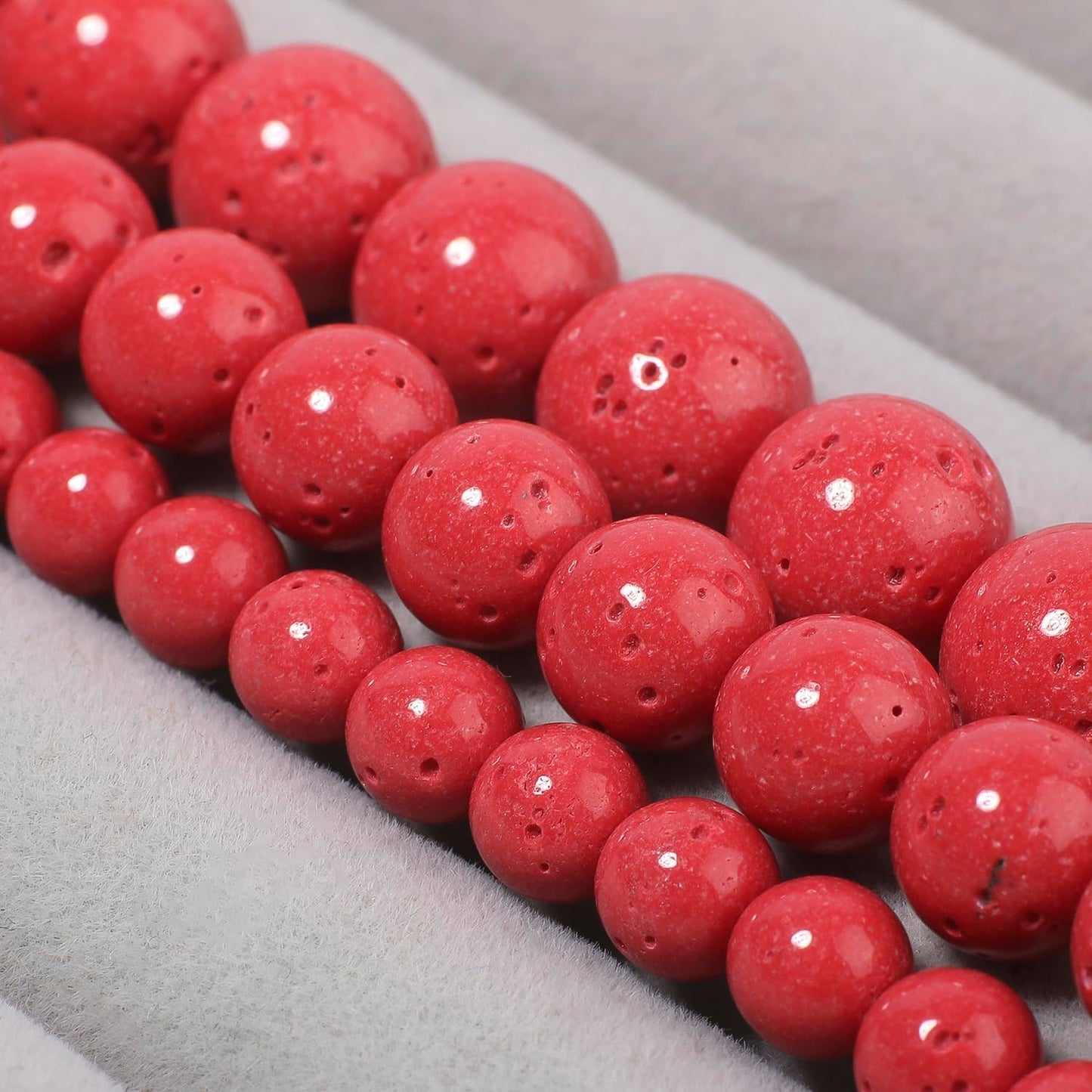 Yochus 60pcs Red Coral Beads,6mm Healing Power Natural Stone Round Loose Gemstone Beads for Jewelry Making Earring Necklace DIY Crafts