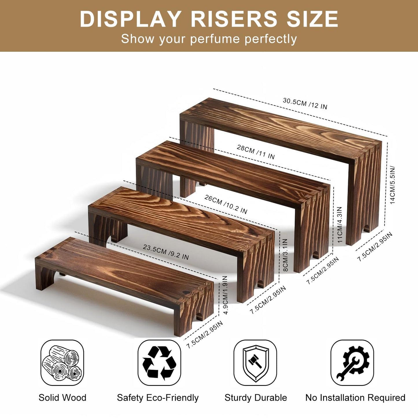 2 Set Wooden Tiered Risers Display Stands for Vendor Events,Stackable Wood Cupcake Display Stand,Farmhouse Decor Wood Dessert Table Display Set,Vendor Booth Display Items,Food Display Risers for Party