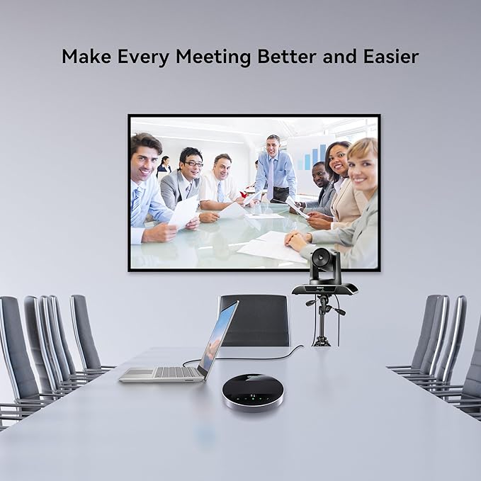 Tenveo All-in-One Conference System 3X Optical Zoom PTZ Camera and MagiCall Bluetooth Speakerphone Upgraded System Audio and Video Output USB3.0/HDMI/RS485/RS232 Works with Zoom OBS for Large Meeting