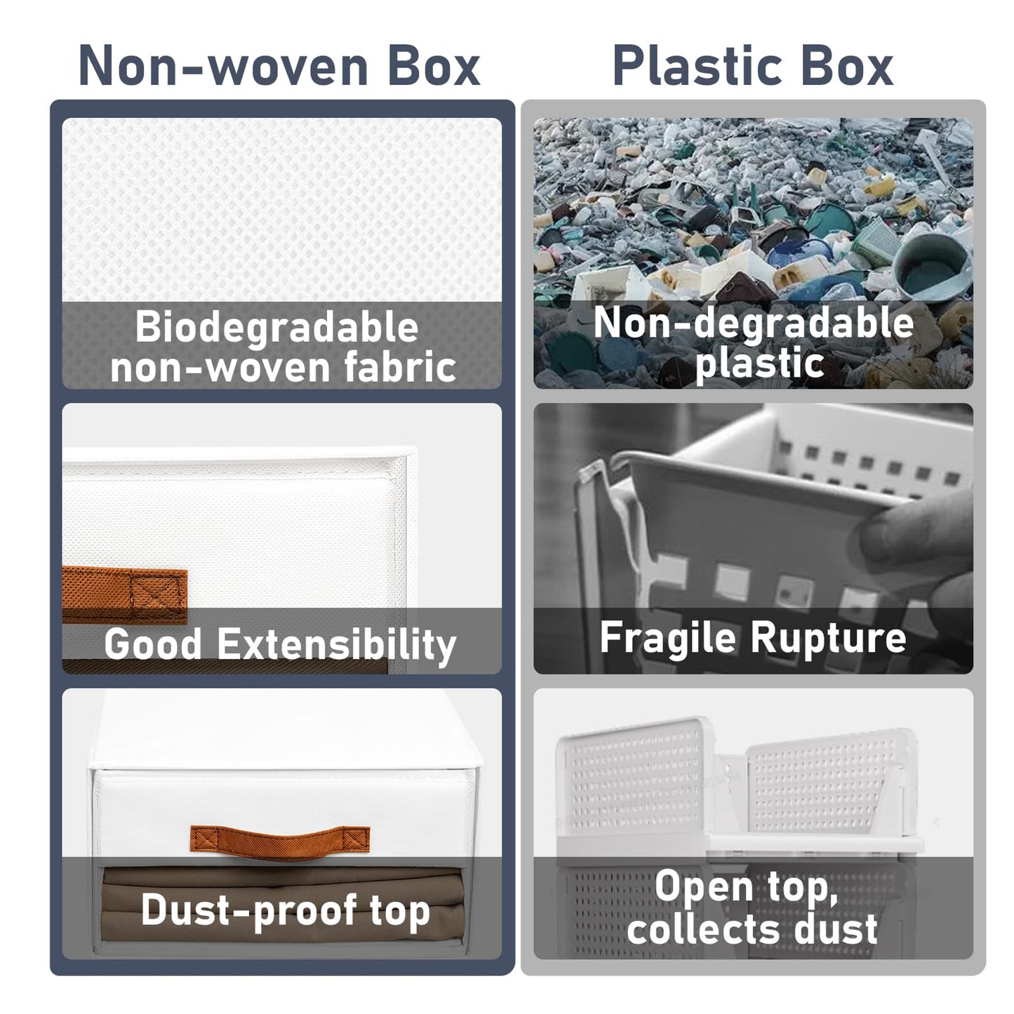 DIMJ Closet Organizers and Storage - Fabric Bins with Drawers for Closet Foldable Clothes Organizers with Clear Window, Stackable Storage Drawers Units for Bedroom, Living Room, 6-Pack, White