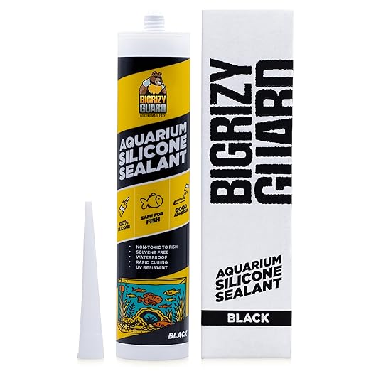 Bigrizy Guard Aquarium Silicone Sealant Black 10.14 Fl oz Cartridge - Aquarium Safe Silicone for Fish & Plants | 100% Waterproof, Premium, Non-Toxic, Solvent Free, Strong Bond, Fast Curing (1 Pack)