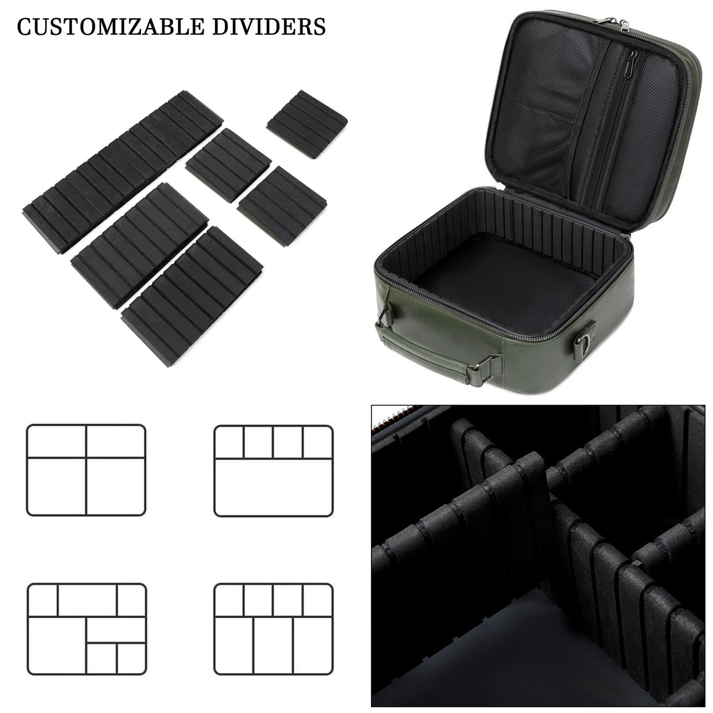 KYALOU Electronics Travel Organizer, Large Electronic Accessories Cable Case with Adjustable Dividers, Waterproof Tech Storage Bag Gifts with Double Layers for Cord, Charger, Power Bank - Olive Green