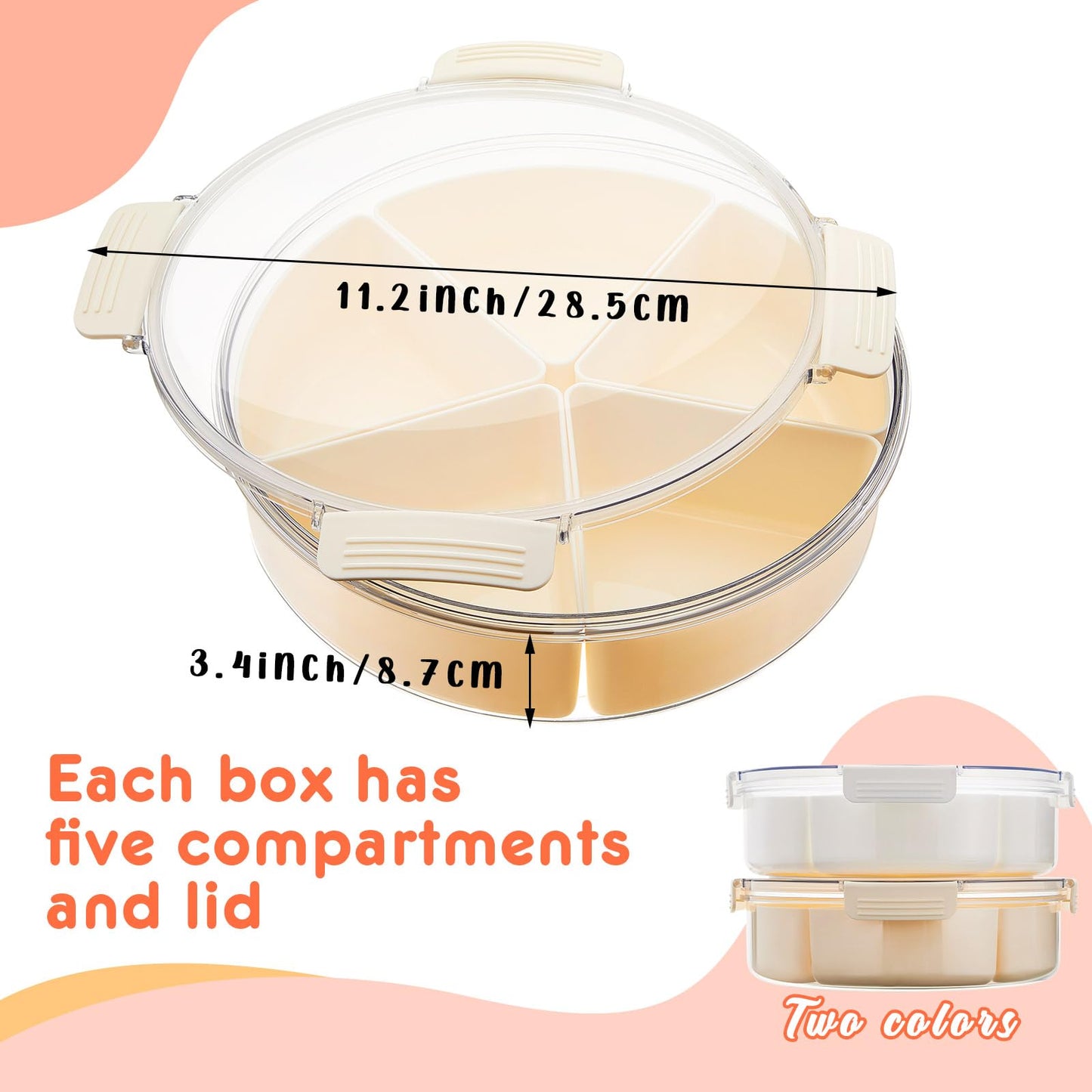 Vertintong 2 Pcs Sensory Bin with Lid and Removable Storage Inserts Sensory Activities for Toddlers 11.22 Inch Portable Sensory Box Sensory Toys for Autistic Children, Beige and White