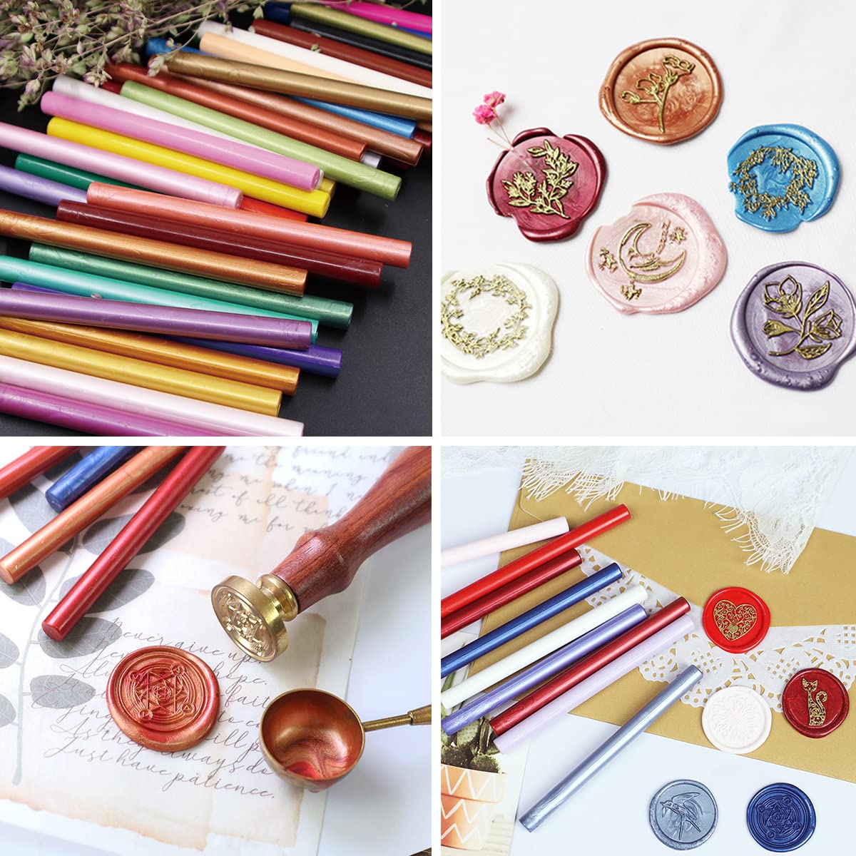 Wax Seal Kit, Wasole 40Pcs Gold Sealing Wax Sticks with Glue Gun + 2Pcs Marker Pens for Wax Seal Stamp, Great for Wedding Invitations, Birthday Cards, Envelopes, Gift Wrapping (Gold)