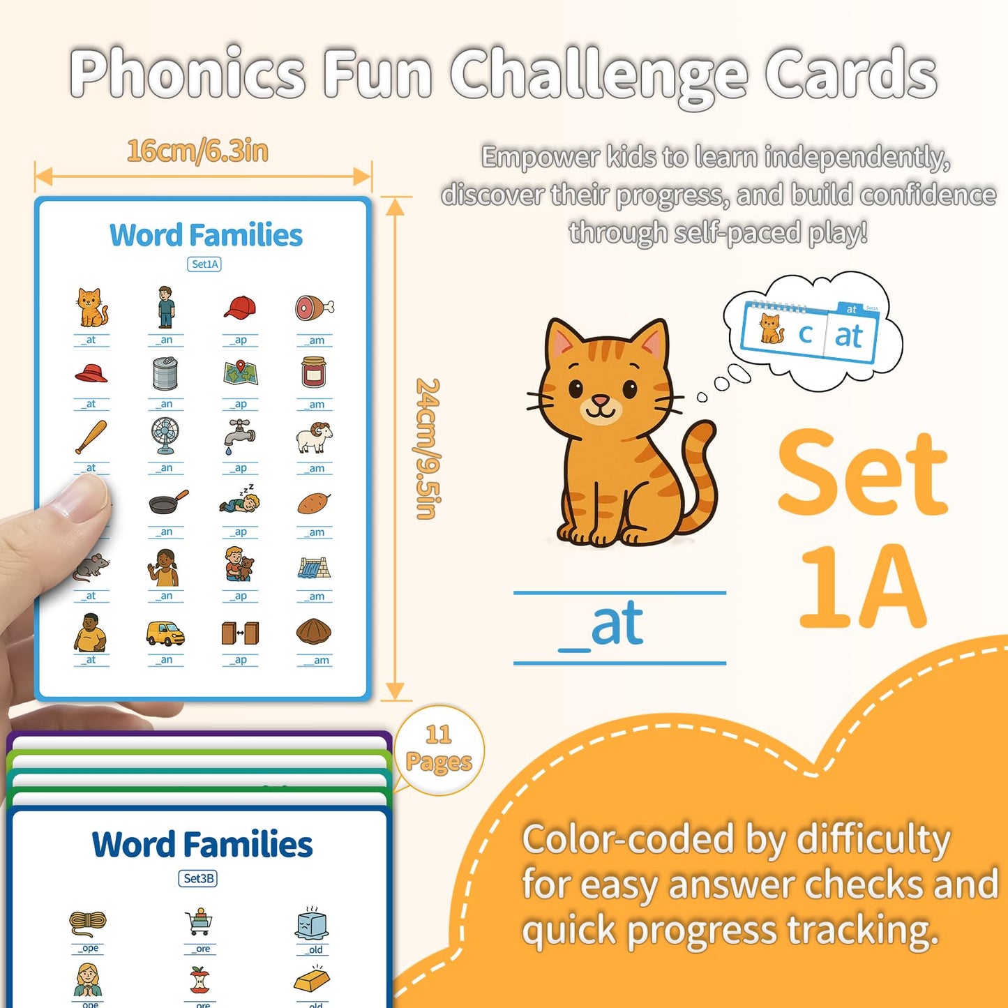 Sinoome Phonics Flash Cards Word Family Build Book, 40 Read & Rhyme Flip Books, Learn to Read for Kids Ages 4-8, Engaging Educational Tools for Preschool-Kindergarten, Fun Sight Words & Phonics Games