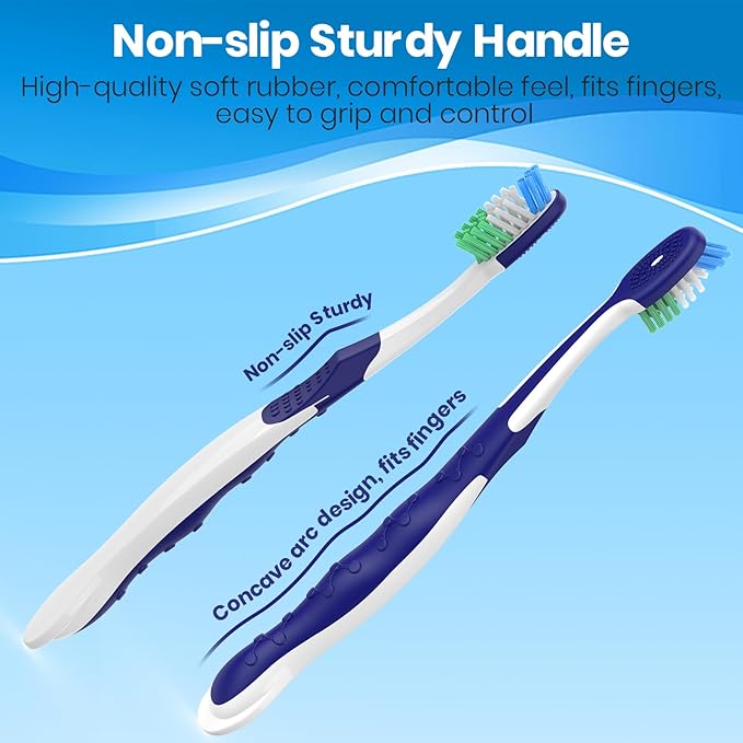 Medium Toothbrushes, Ergonomic Handle, 6 Count