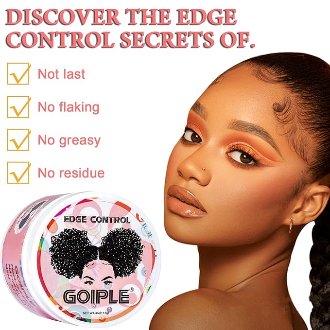 Goiple Edge Control Wax for Women - Strong Hold, Non-Greasy Smoother, Styling Wax for Black Hair - No Flaking, Rosemary Oil for Growth, Braiding Gel, Braid Mousse, Shine