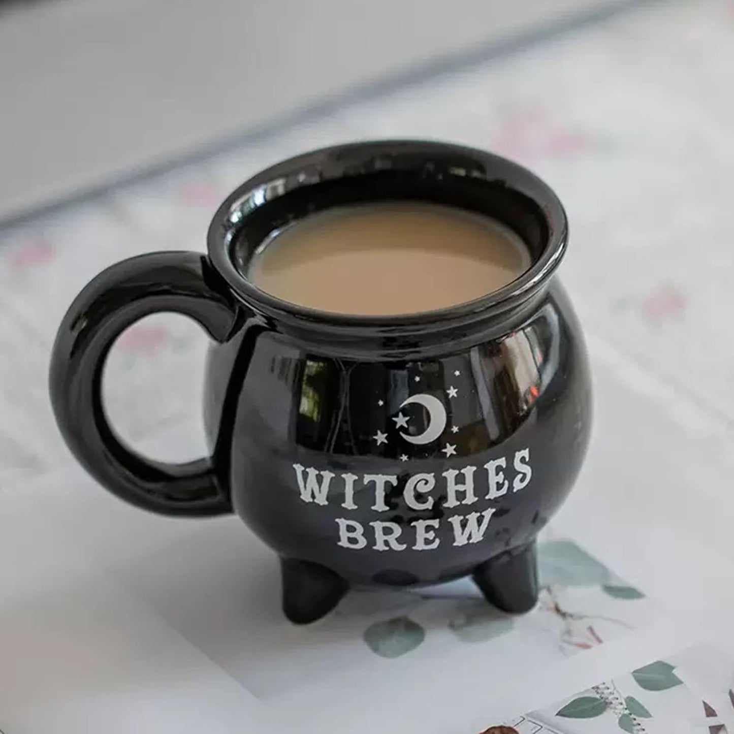 HOPOYGOS Ceramic Cauldron Mug - 12 oz Witches Brew Themed Coffee Cup, Microwave & Dishwasher Safe, Unique Magic Potion Mug for Tea, Coffee, Hot Chocolate, Fun Gift for Witchy & Fantasy Lovers