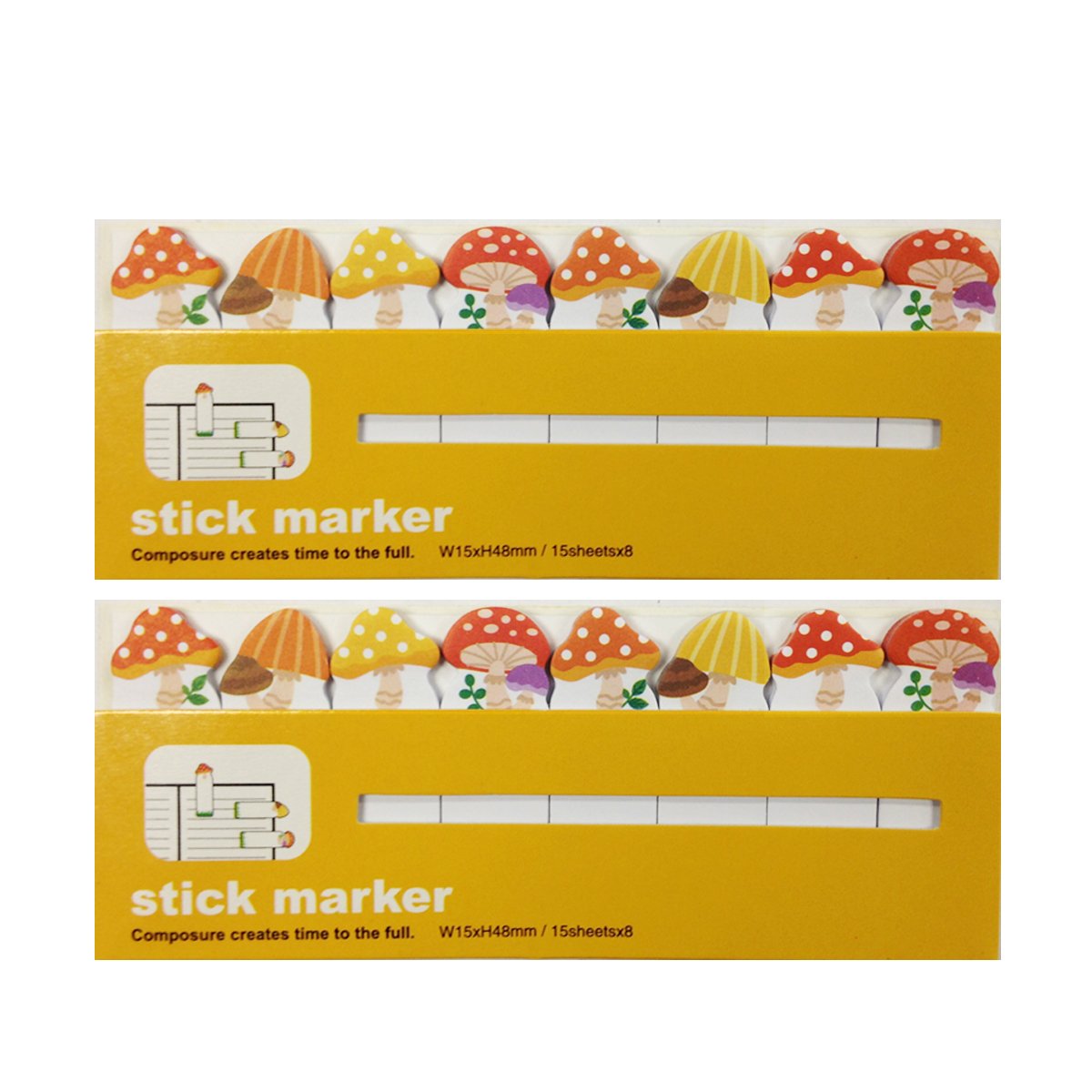 Wrapables® Bookmark Flag Tab Sticky Markers, Mushrooms (Set of 2)