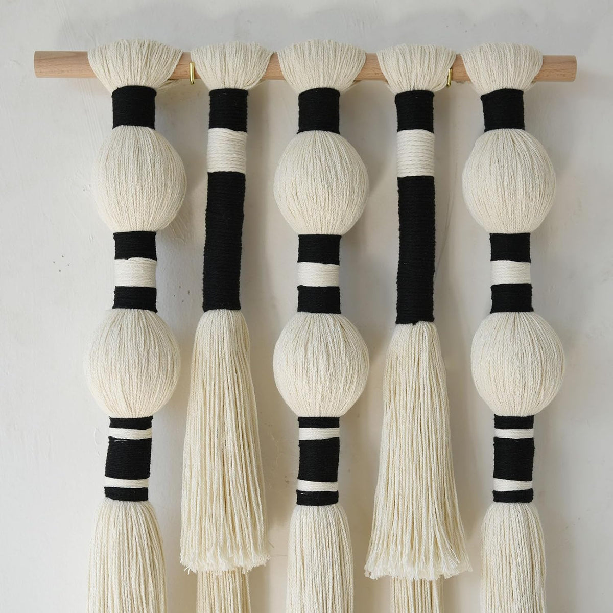 Macrame Wall Hanging Tassels Sphericity Cotton Textile Hanging Geometric Yarn Wall Art for Bedroom Living Room Decor 15.7" W x 39" L