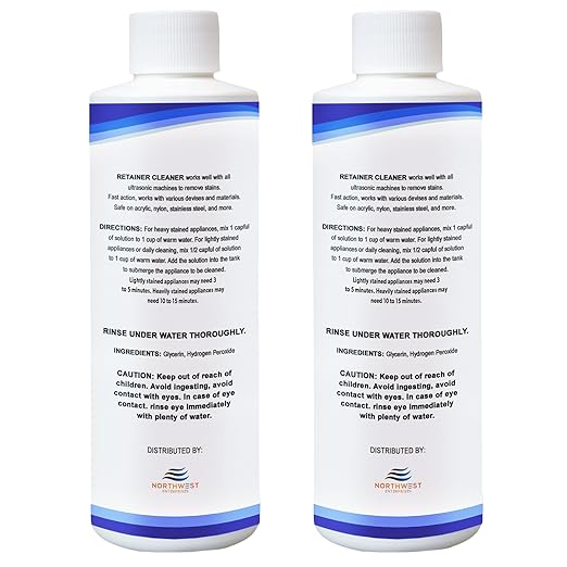 Ultrasonic Retainer Cleaner Solution Concentrate - Ultrasonic Denture Cleaner for Ultrasonic Machines - Cleans Mouthguards, Invisalign, and Nightguards - Odor, Stain and Discoloration Remover (16 oz)