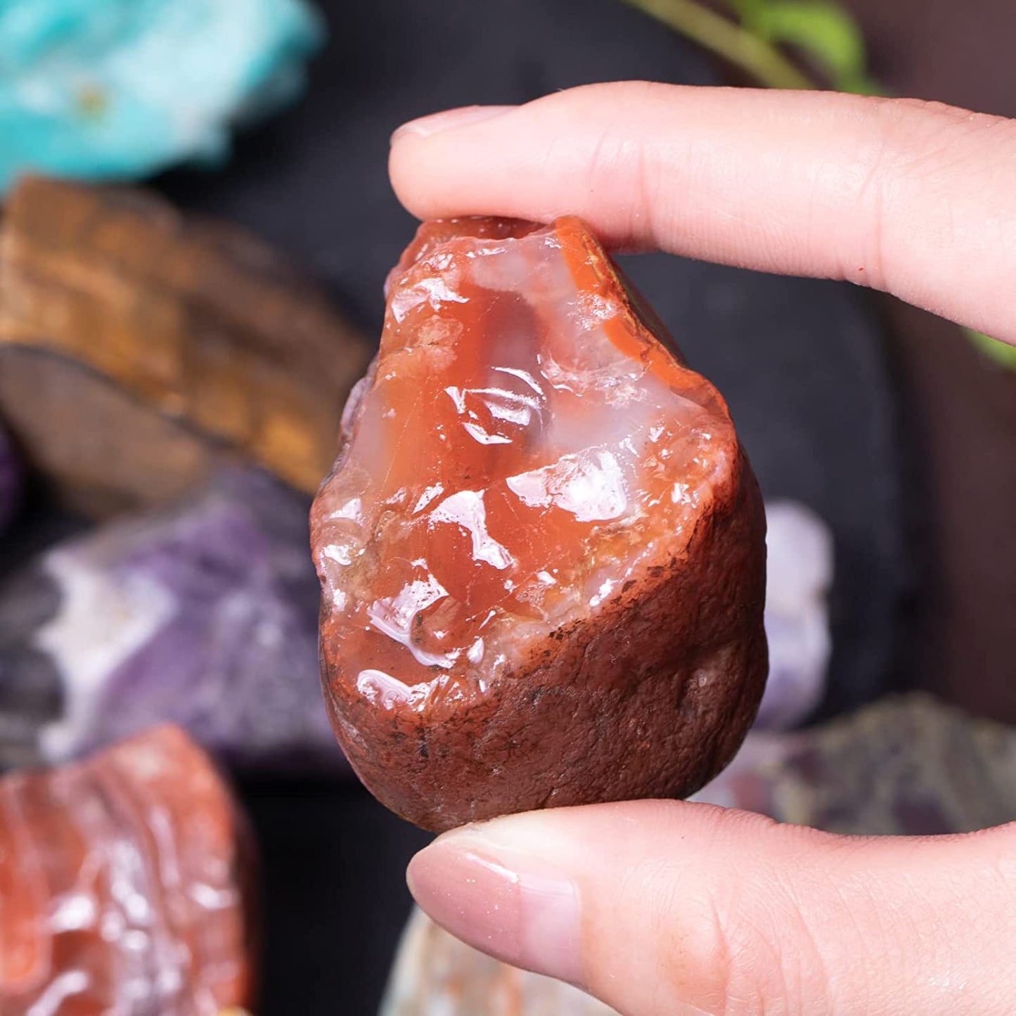 1 lb Bulk Assorted Stones Large 1" Natural Raw Stones Crystal for Tumbling, Cabbing, Fountain Rocks, Decoration,Polishing, Wire Wrapping, Wicca Reiki Crystals Healing