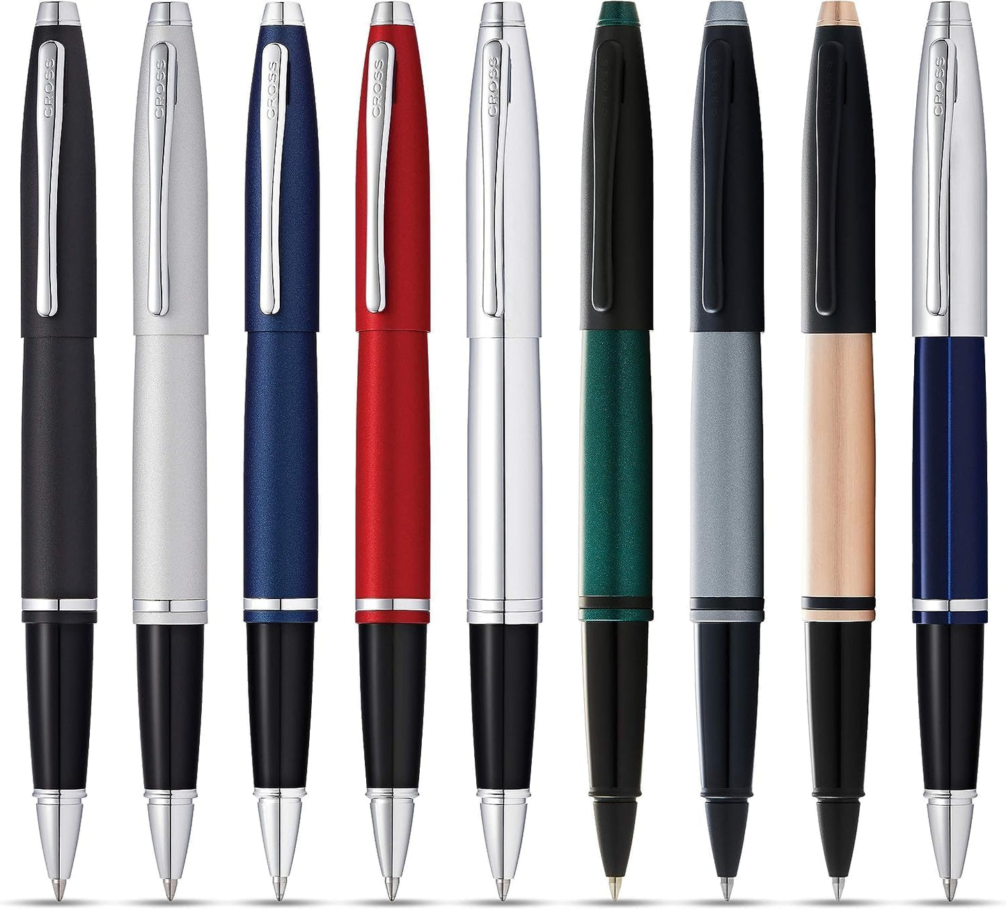 Cross Calais Refillable Rollerball Pen Presented in a Luxury Gift Box - Medium Point, Black Ink, Chrome & Blue