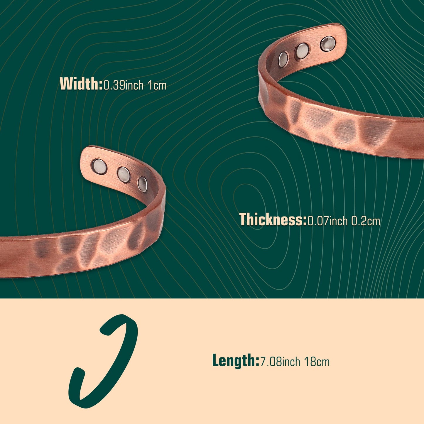 FASCIO Copper Bracelet and Ring, Copper Bracelet with 6pcs 3500 Gauss Magnet for Lymphatic Drainage,Magnetic Field Therapy(Cuff * 1 · Ring * 1)