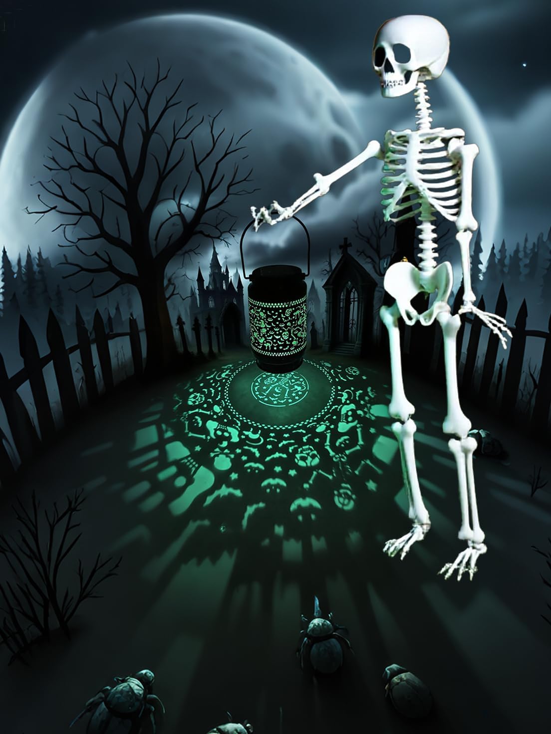 Solar Lanterns Outdoor Waterproof Halloween Decorations Scary Skeleton Lights for Garden, Patio, Yard, Lawn Porch Halloween Decor Hanging Solar Lights Unique Gifts for Outdoor Decor