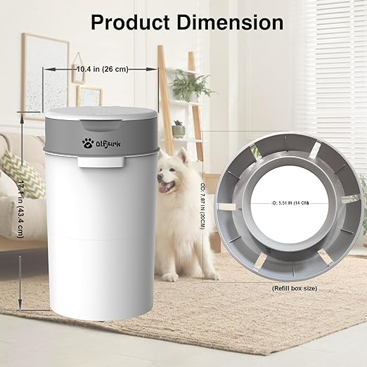 Olfjurk Pet Trash Can| Dog Waste Disposal System for Outdoor and Indoor Odor Control | Dog Poop Trash can | Includes 4 Square Refill Bag