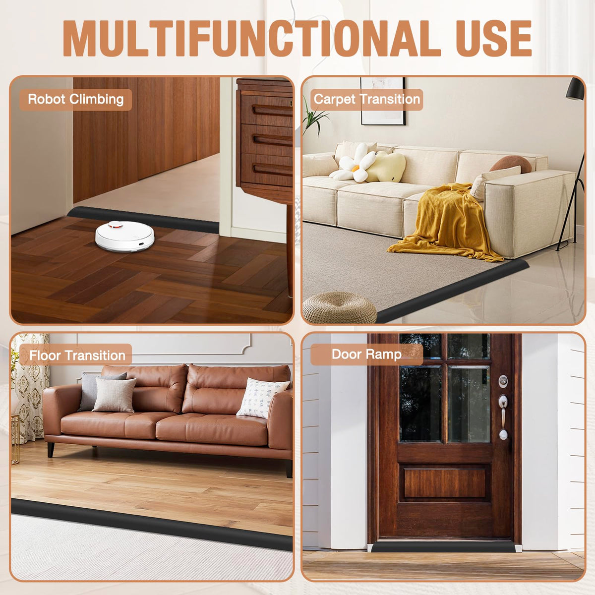 Floor Transition Strip Self Adhesive Vinyl Door Threshold Strip (3.3 Foot)