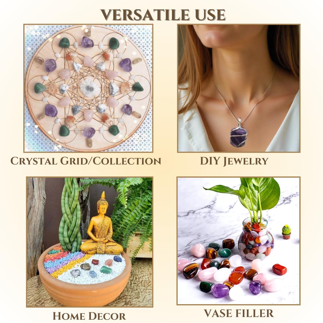 Karma Gems Green Jade Tumbled Stones Natural Crystal Kit for Reiki Healing Crystal Polished, Tumble Stones, Chakra Balancing, Reiki Gift, Home Decor (15-25 MM)